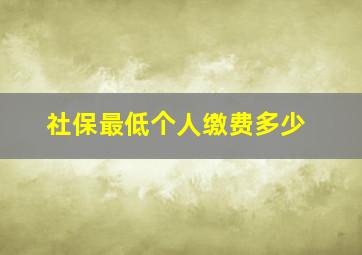 社保最低个人缴费多少