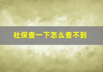 社保查一下怎么查不到