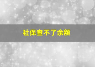 社保查不了余额