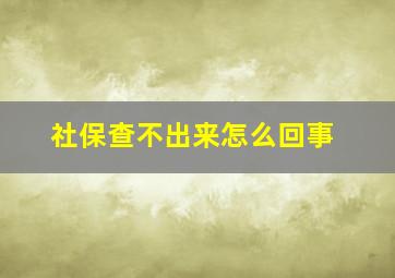 社保查不出来怎么回事