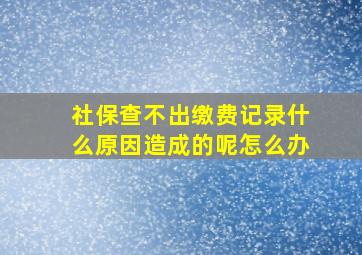 社保查不出缴费记录什么原因造成的呢怎么办