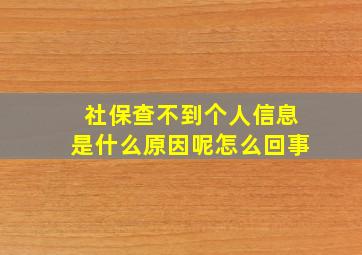 社保查不到个人信息是什么原因呢怎么回事