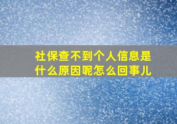 社保查不到个人信息是什么原因呢怎么回事儿