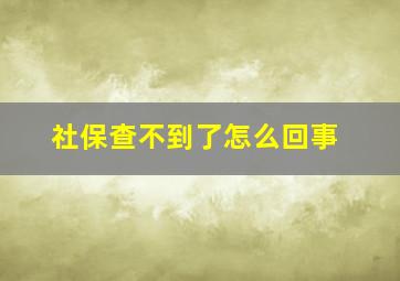 社保查不到了怎么回事