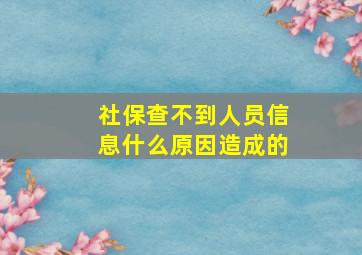 社保查不到人员信息什么原因造成的