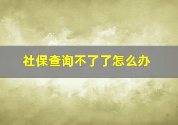 社保查询不了了怎么办