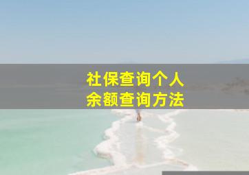 社保查询个人余额查询方法