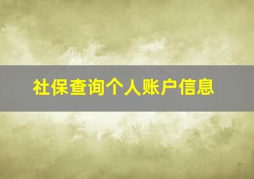 社保查询个人账户信息