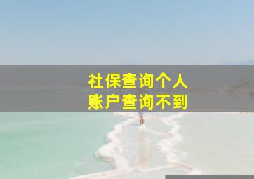 社保查询个人账户查询不到