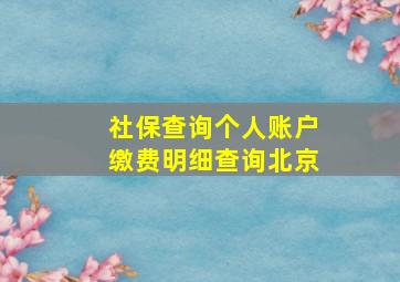 社保查询个人账户缴费明细查询北京