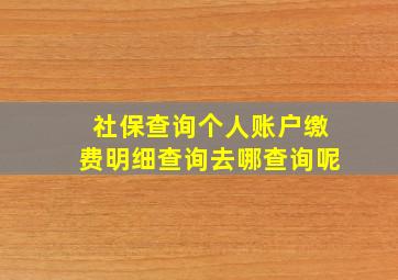 社保查询个人账户缴费明细查询去哪查询呢