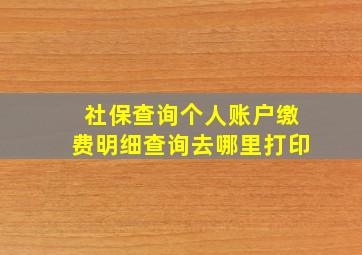 社保查询个人账户缴费明细查询去哪里打印