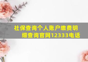 社保查询个人账户缴费明细查询官网12333电话