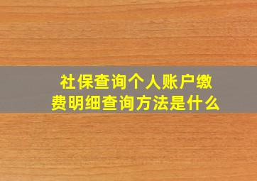 社保查询个人账户缴费明细查询方法是什么