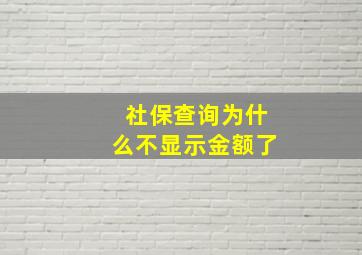 社保查询为什么不显示金额了