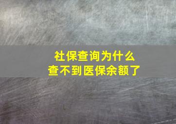 社保查询为什么查不到医保余额了