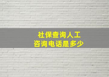 社保查询人工咨询电话是多少