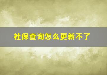 社保查询怎么更新不了