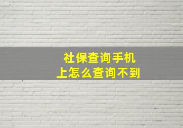 社保查询手机上怎么查询不到