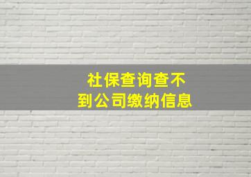 社保查询查不到公司缴纳信息