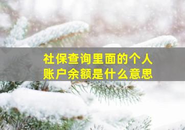 社保查询里面的个人账户余额是什么意思