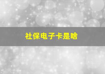 社保电子卡是啥