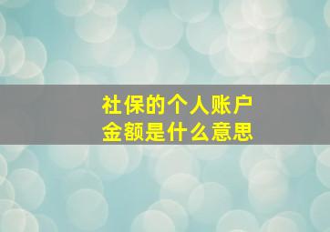 社保的个人账户金额是什么意思