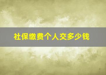 社保缴费个人交多少钱