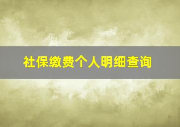 社保缴费个人明细查询