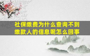 社保缴费为什么查询不到缴款人的信息呢怎么回事