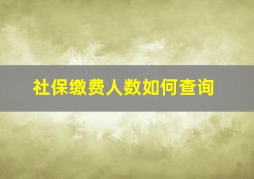 社保缴费人数如何查询