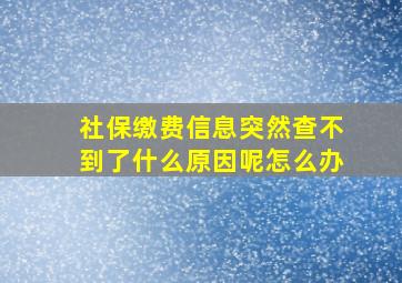 社保缴费信息突然查不到了什么原因呢怎么办