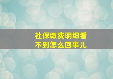 社保缴费明细看不到怎么回事儿