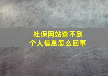 社保网站查不到个人信息怎么回事