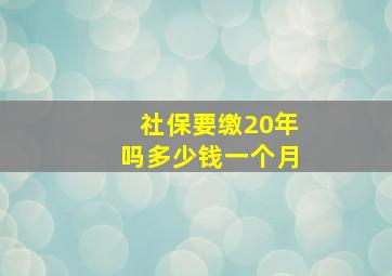 社保要缴20年吗多少钱一个月