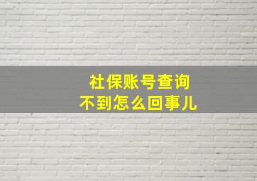 社保账号查询不到怎么回事儿