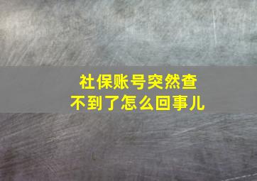 社保账号突然查不到了怎么回事儿