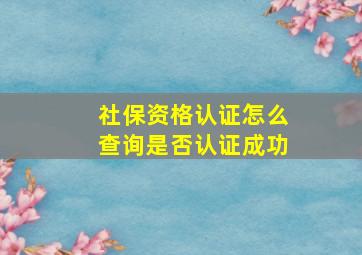 社保资格认证怎么查询是否认证成功