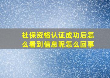 社保资格认证成功后怎么看到信息呢怎么回事