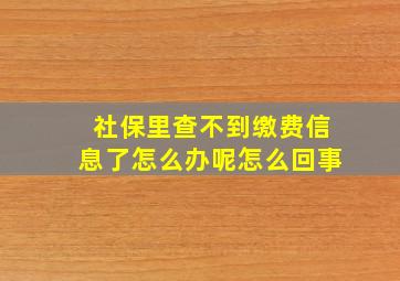 社保里查不到缴费信息了怎么办呢怎么回事