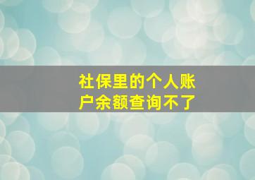 社保里的个人账户余额查询不了