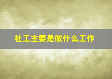 社工主要是做什么工作