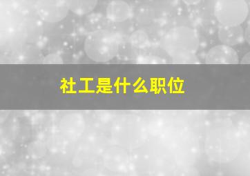 社工是什么职位