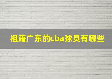 祖籍广东的cba球员有哪些