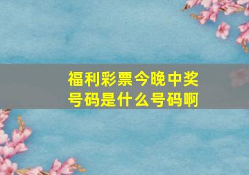 福利彩票今晚中奖号码是什么号码啊