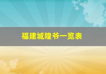 福建城隍爷一览表