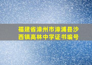 福建省漳州市漳浦县沙西镇高林中学证书编号