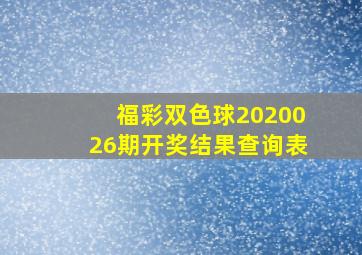 福彩双色球2020026期开奖结果查询表