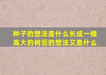 种子的想法是什么长成一棵高大的树后的想法又是什么