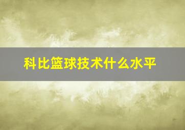 科比篮球技术什么水平